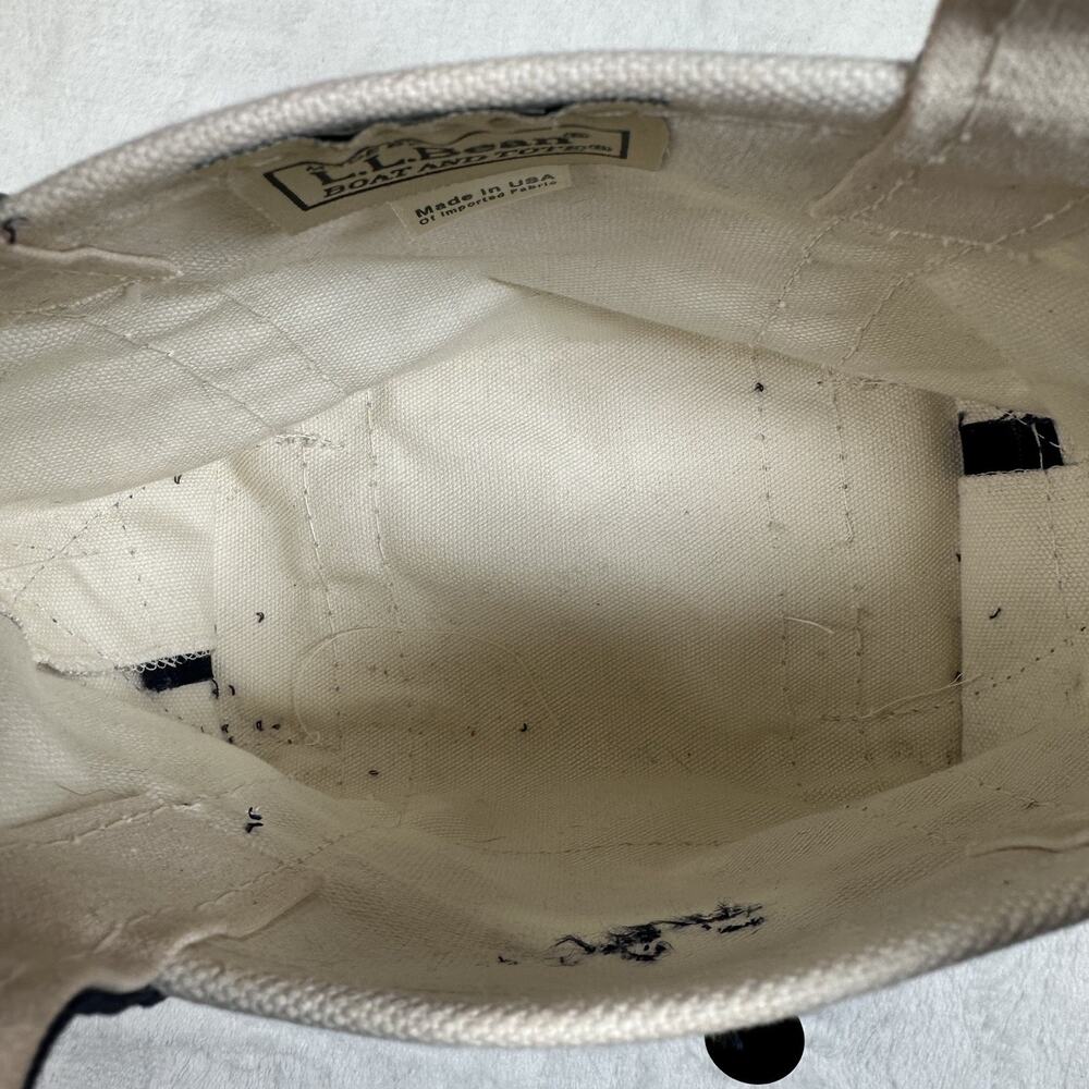 LL Bean Boat & Tote Blue with White Snowflake Canvas Double Handle Mini Tote Bag - Picture 6 of 13